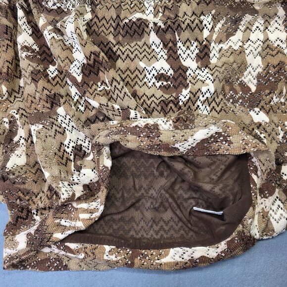 Alberto Makali Blouse Women Large Brown Chevron Crochet Knit Batwing Crop Urban - Picture 10 of 10